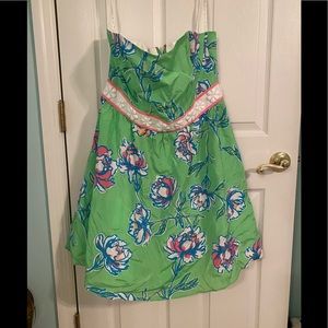 Lilly Pulitzer Green Floral Strapless Dress